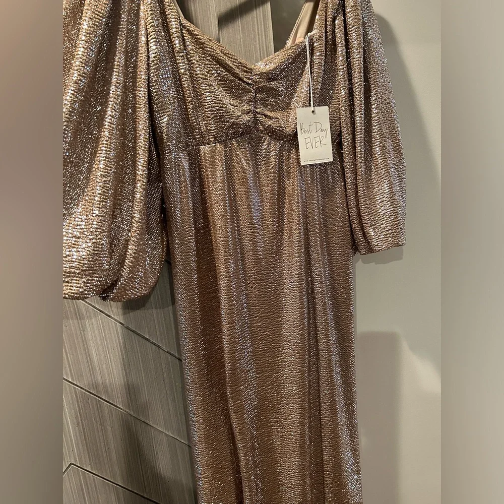Show Me Your MuMu Metallic Gold Midi Dress - Picture 2 of 3